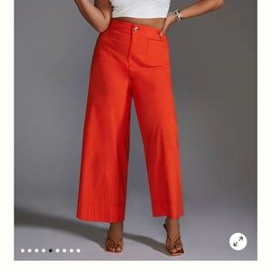 The Colette Cropped Wide-Leg Pants by Maeve True Red Size 29 Standard